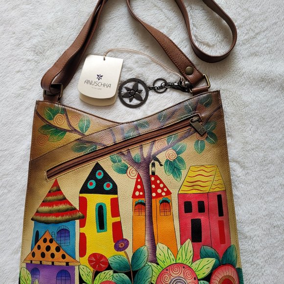 Anuschka Hand Painted Leather Crossbody Purse - Picture 2 of 6